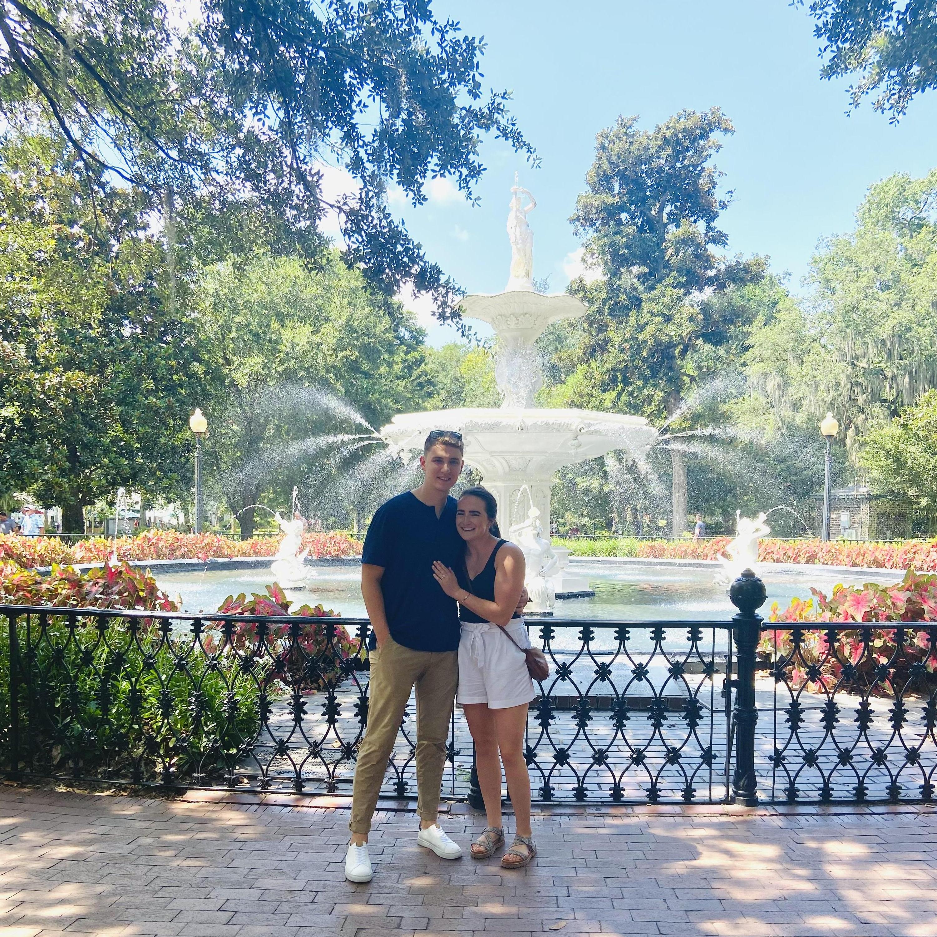 The fountain that Matt proposed in front of the night before.