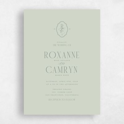 Grassy Sage, Green Wedding Invitation - Kotor Portrait