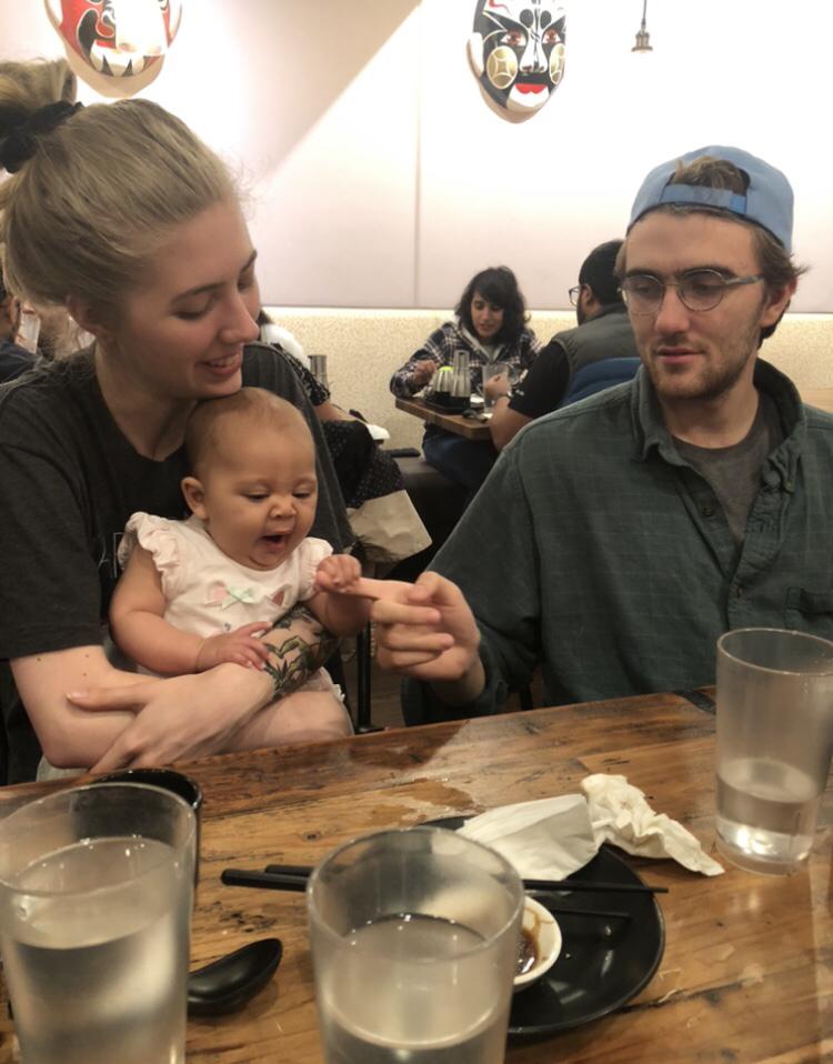 Progress with befriending the baby. At this point in time, Michael is further along in the friendship than Madeline.
