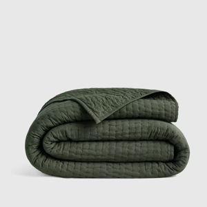 European Linen Cotton Stitch Quilt - Pine, King/Cal King