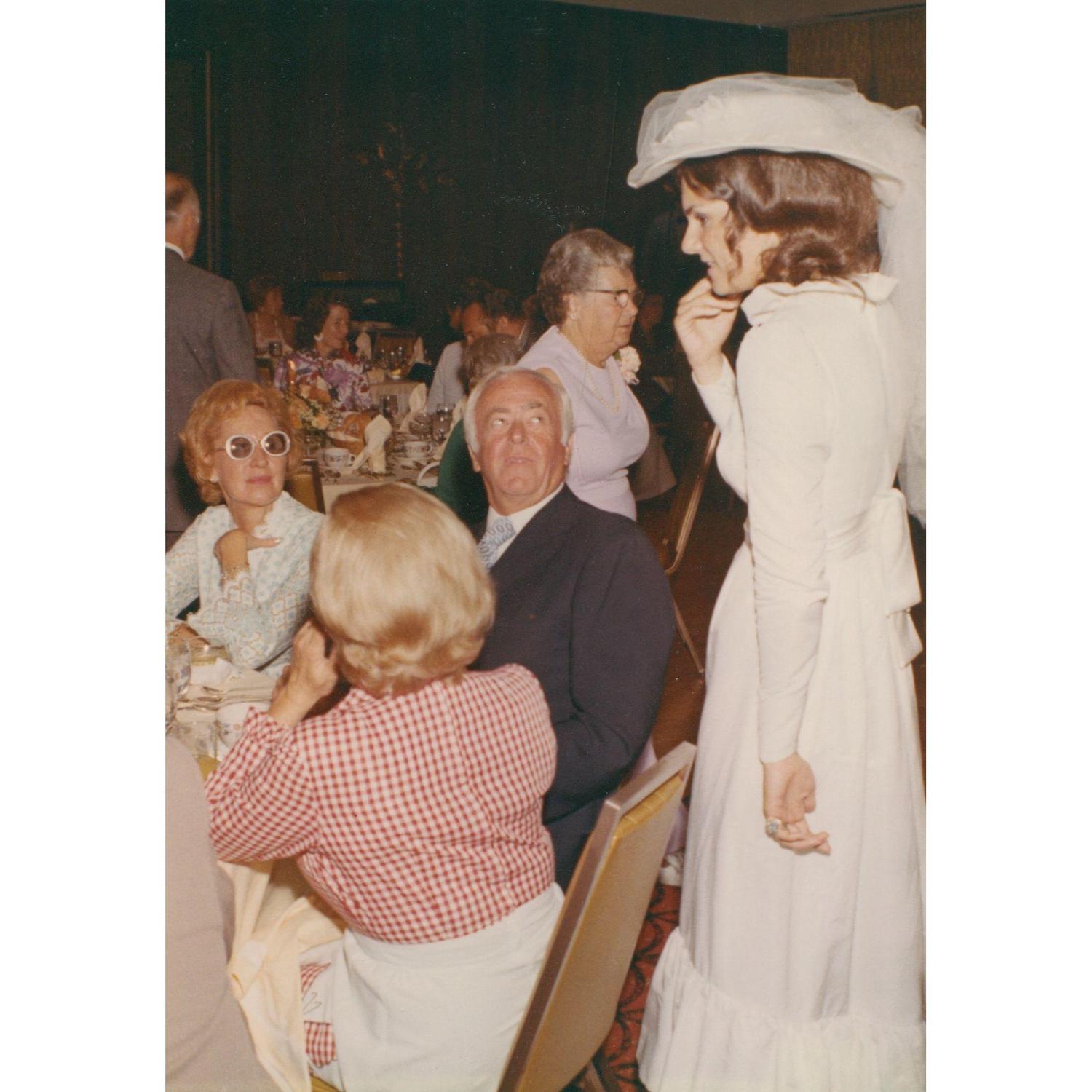 Gail mingling with the crowd