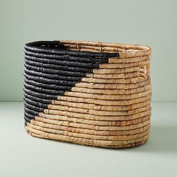 Woven Seagrass Magazine Basket (Natural/Black)