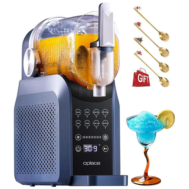 Oplace 7-in-1 Slushie Machine for Home(88oz.),Countertop Slushy Maker with No Ice Needed, Auto-Clean,Frozen Drink,Margarita, Cocktail,Daiquiri,Frappe,Milkshake,and More Slush Smoothie(Blue)