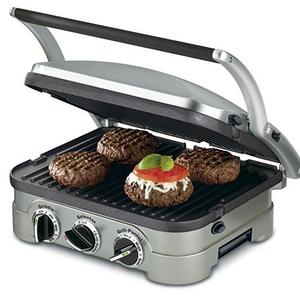 Cuisinart GR-4N 5-in-1 Griddler, Silver, Black Dials