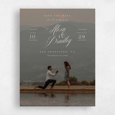 Beige Wedding Save the Date - Loren Photo