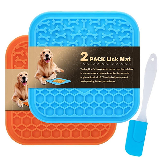 Lick Mat for Dogs Slow Feeder Licking Mat Anxiety Relief Lick Pad with Suction Cups for Peanut Butter Food Treats Yogurt, Pets Bathing Grooming Training Calming Mat