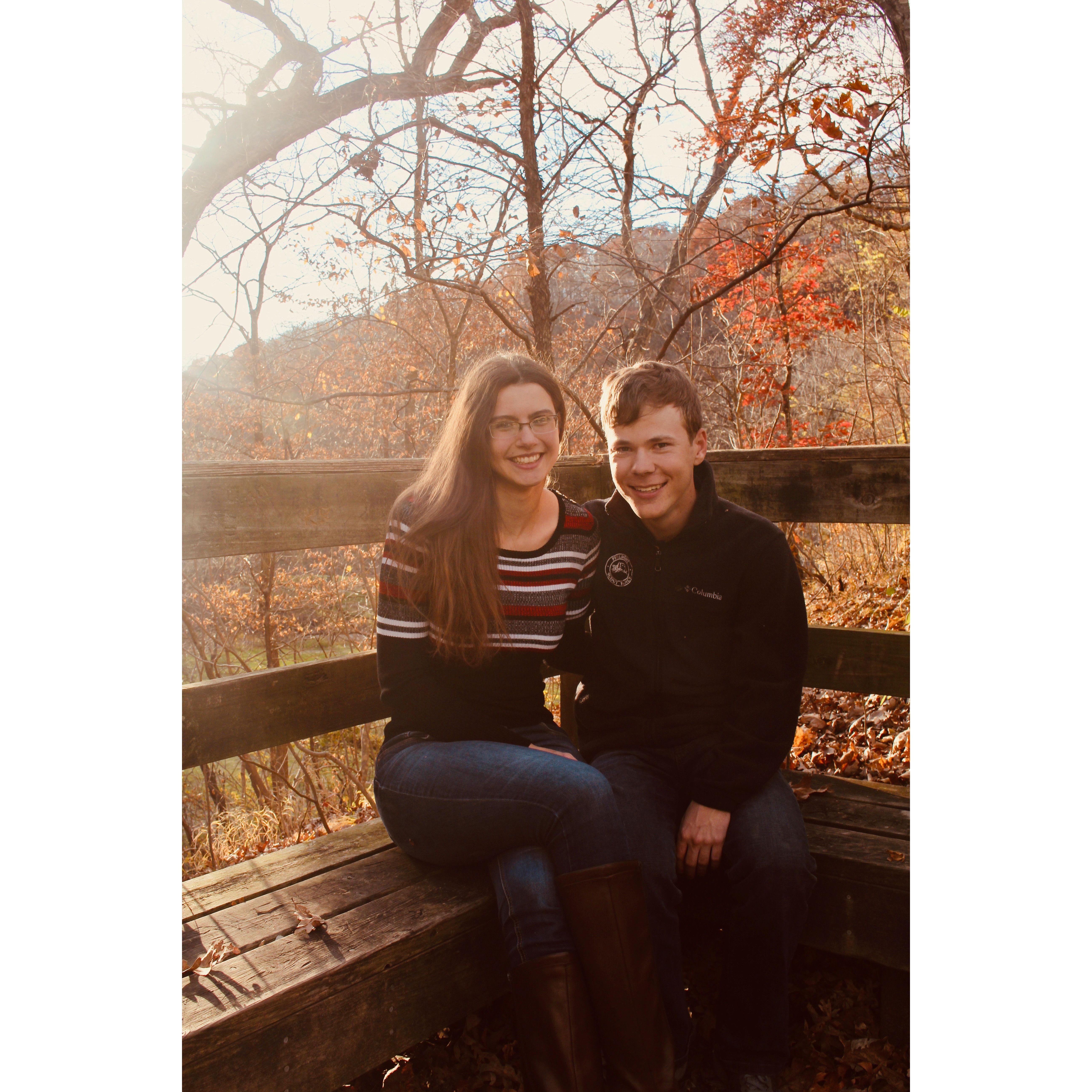 One of Leslie's bridemaids, Kenzie, was kind enough to take photos for us at Ledges State Park in near Ames one fall, this is one of those great shots!
