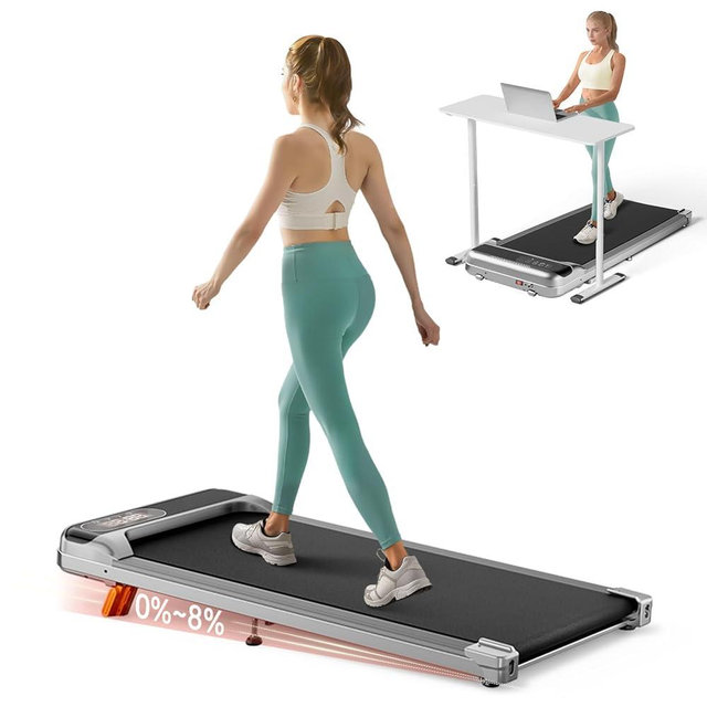 Abonow Walking Pad, Under Desk Treadmill with Incline for Home Office 2.5HP Portable Walking Treadmill with 265 Lbs Weight Capacity Walking Machine, Remote Control, LED Display