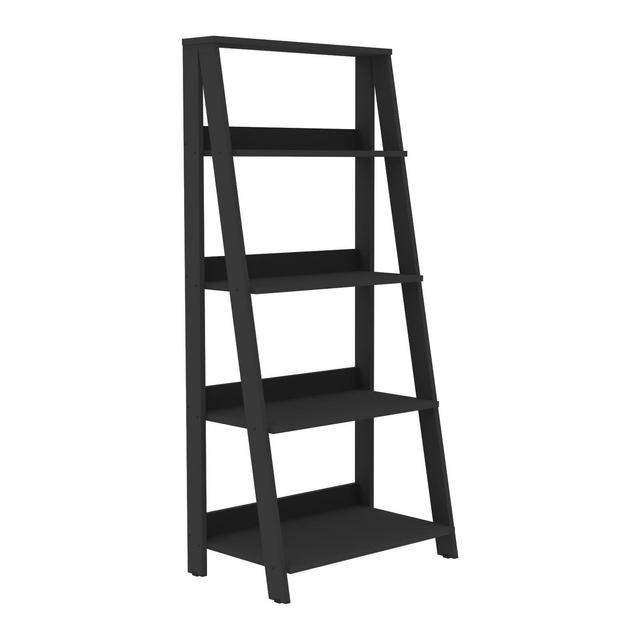 55" Wood Ladder Bookshelf Black - Saracina Home
