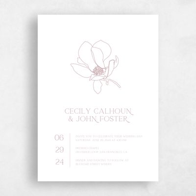 White Wedding Invitation - Alameda Bloom