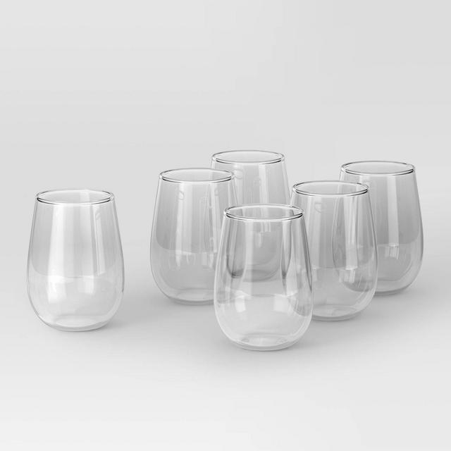 15oz 6pk Stemless Hutton Wine Glasses - Threshold™