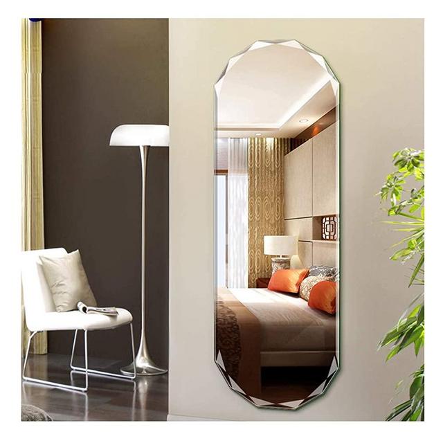 Riddow Full Length Mirror Frameless Mirrors for Wall Rectangular Wall Mounted Hanging Mirror for Living Room Bedroom Door Decor Diamond Edge