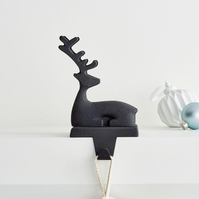 Zinc Sitting Reindeer Stocking Hook