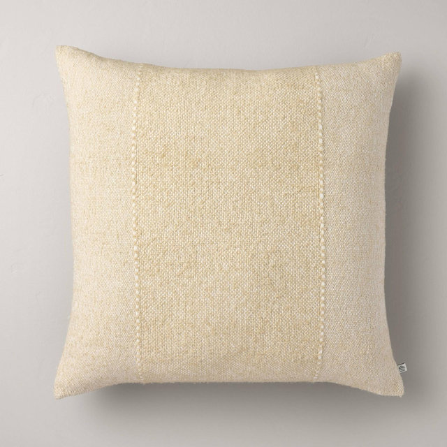 24"x24" Block Stripe Square Throw Pillow Heathered Beige - Hearth & Hand™ with Magnolia