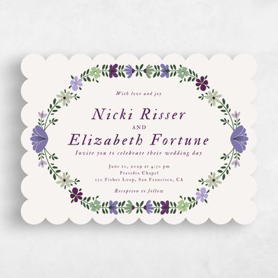 Purple Scalloped Wedding Invitation - Terra Landscape