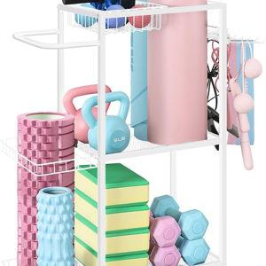 LIANTRAL Yoga Mat Storage Rack - Metal Gym Organizer for Yoga Mats, Foam Rollers & Fitness Equipment, Space Saving Workout Equipment Storage Rack for Home Exercise and Fitness Gear