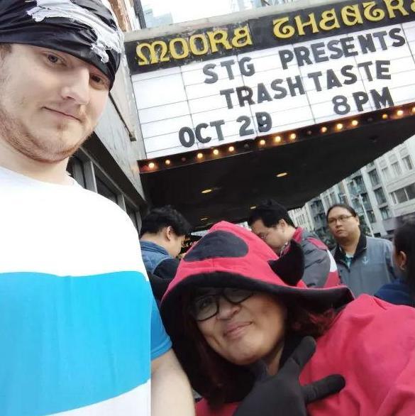 Halloween 2022. We dressed up as Team Aqua and Team Magma from Pokémon, and went to see the Trash Taste Tour.