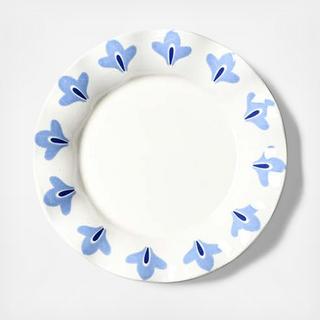 French Blue Sprout Trim Ruffle Dessert Plate