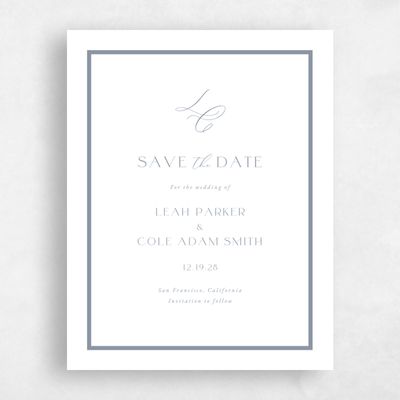 Dusty Blue Wedding Save the Date - Artvin Portrait
