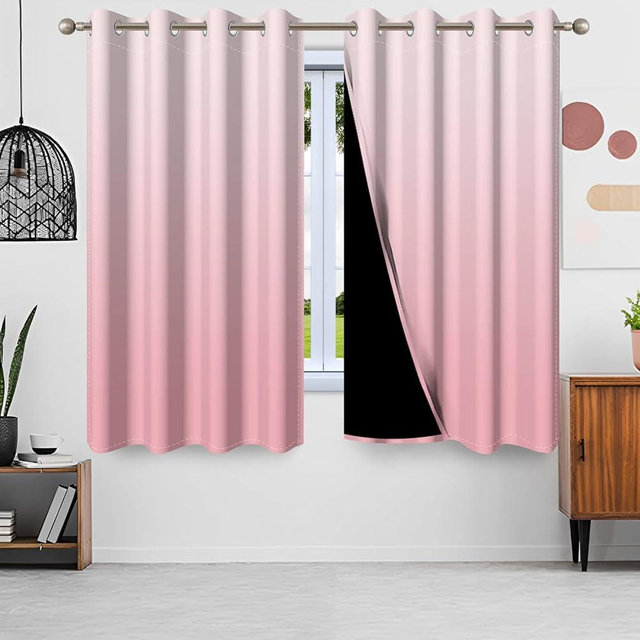 Uiiooazy Ombre Pink Blackout Curtains for Bedroom Living Room Light Pink Gradient Thermal Insulated Outdoor Hotel Office Blackout Draperies Modern Drapes Room Darkening Window Curtain 42x63inches
