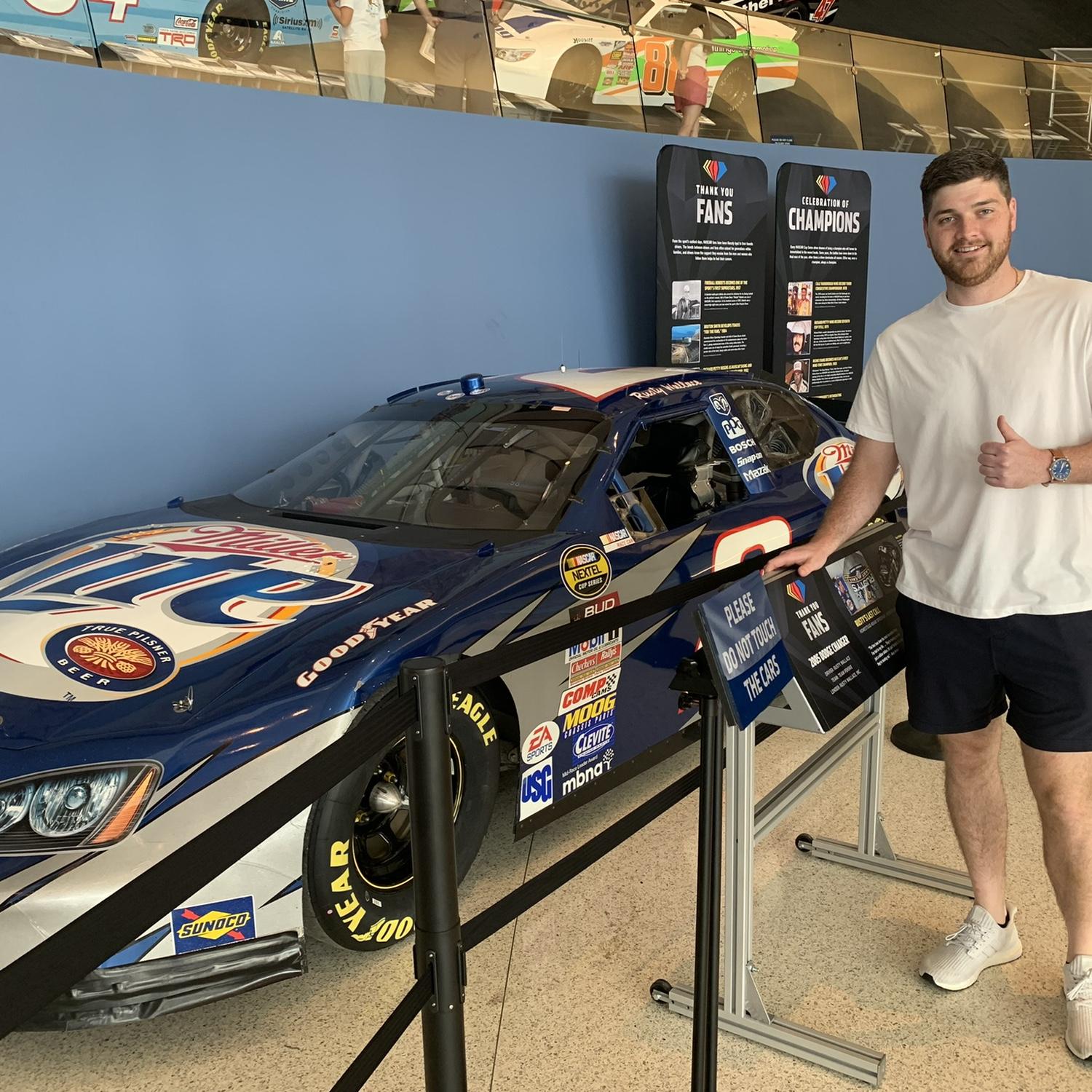 Of course Austin had to take a picture with a Miller Lite car at the NASCAR Hall of Fame in Charlotte