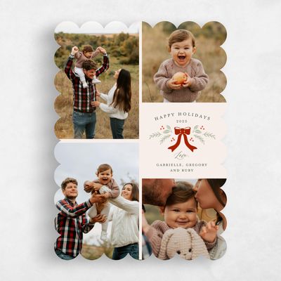 Beige Scalloped Holiday Card - Joy