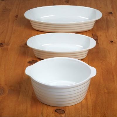 3pc Porcelain Bakeware Set White - Certified International