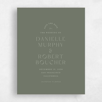 Dark Sage, Green Wedding Save the Date - Okavango Portrait