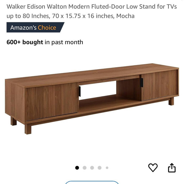 Walker Edison Walton Modern Fluted-Door Low Stand for TVs up to 80 Inches, 70 x 15.75 x 16 inches, Mocha