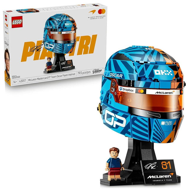 LEGO Editions McLaren MasterCard F1 Team Oscar Piastri Helmet - Building Set for Teens, Ages 14+ - F1 Bedroom, Office or Shelf Decor for Fans - Gift for Teenage Boys & Girls - 43017