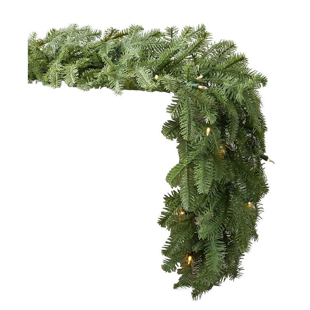 Balsam Hill BH Balsam Fir Christmas Garland - Premium True Needle Greenery Garland with Battery-Operated LED Clear Lights for Indoor Holiday Decorating, 6'