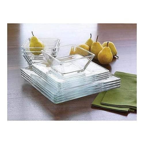 Mainstays 12-piece Square Glass Dinnerware Set by Home Comforts