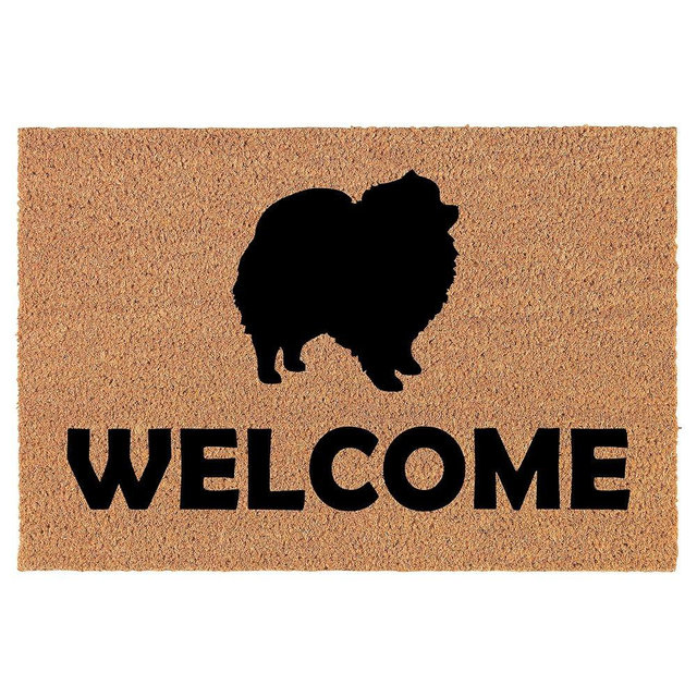 Coir Doormat Front Door Mat New Home Closing Housewarming Gift Welcome Pomeranian (30" x 18" Standard)
