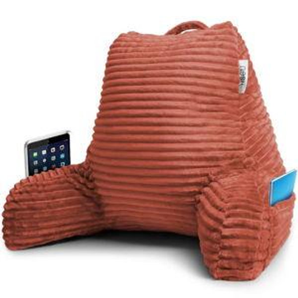Nestl Cut Plush Striped Reading Pillow (Standard, Misty Rose)