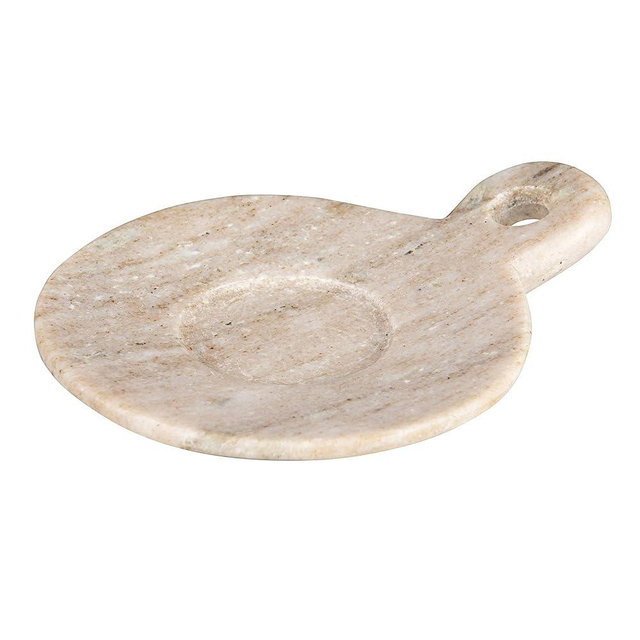 Creative Co-Op Hand-Carved Marble Handle, Beige Dish