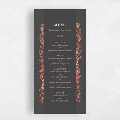 Grey Greenery Wedding Menu - Gramercy