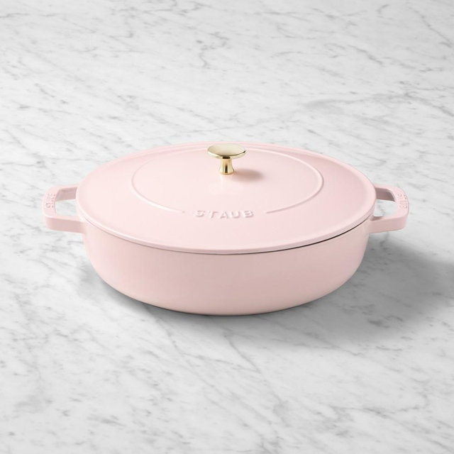 Staub x Smitten Kitchen Enameled Cast Iron Braiser, 4-Qt., Pink Peony