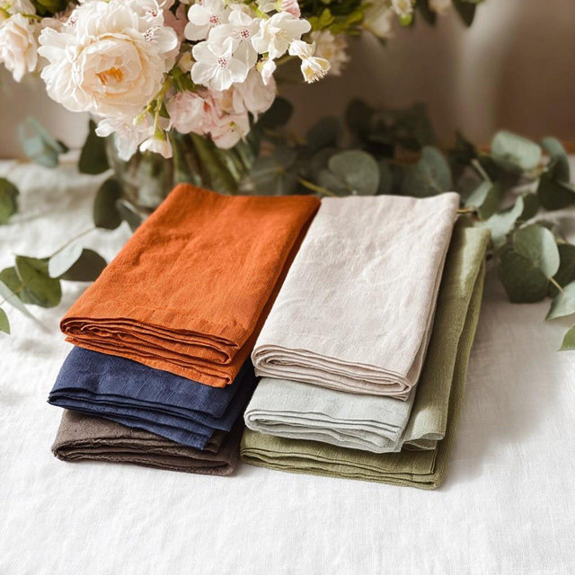 Organic Linen Napkins Set - Pre-Washed midi weight linen napkins in various colors- Napkins for Dining Table- Christmas Gift for Her