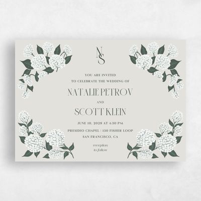 Sage Mist, Grey Wedding Invitation - Bellis Landscape