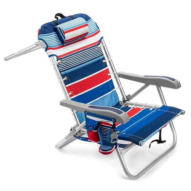 Homevative Cooler+ Folding Backpack Beach Chair with 5 Positions, Towel bar, XL Cooler Pouch, Storage Net, Cup and Phone Holder, Fireworks