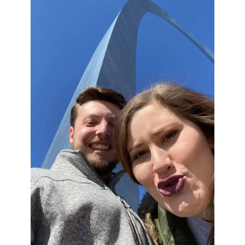 Rebecca was very excited after learning that you could touch the St. Louis arch.