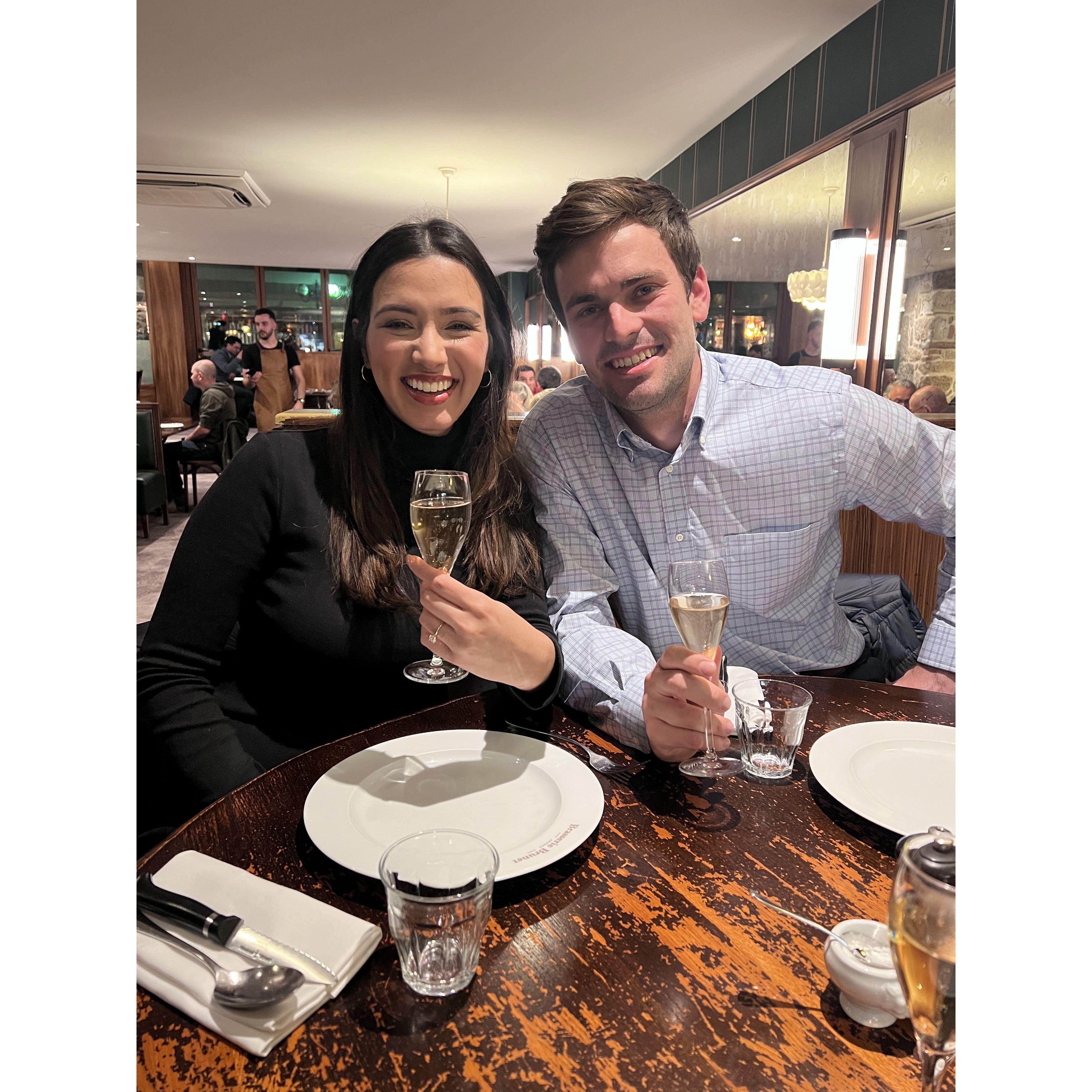 Our engagement dinner at a *former* Michelin starred restaurant in France