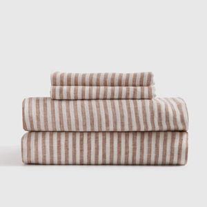Linen Sheets | Quince in Terracotta/White Stripe — Queen size