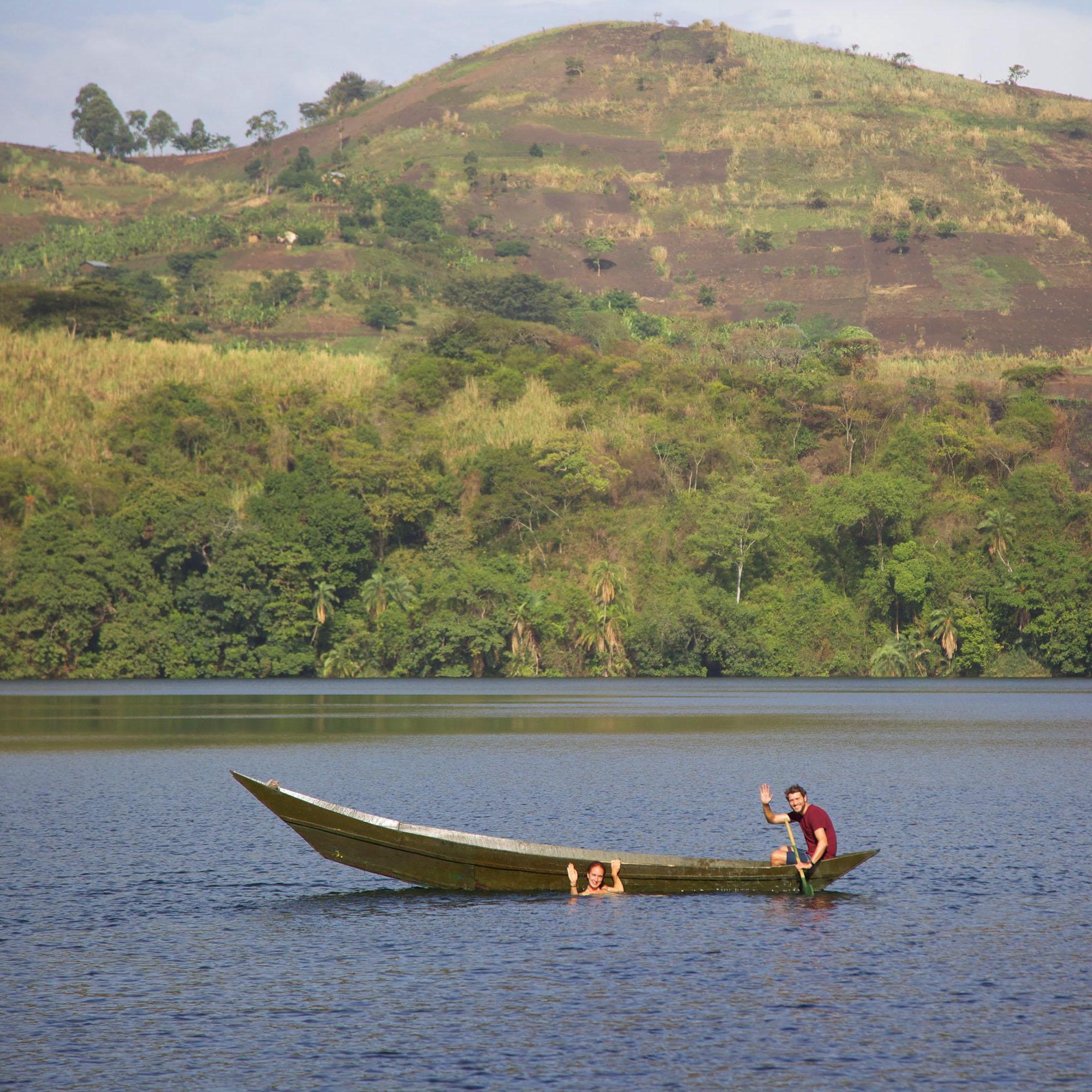Canoeing in Fort Portal, Uganda.