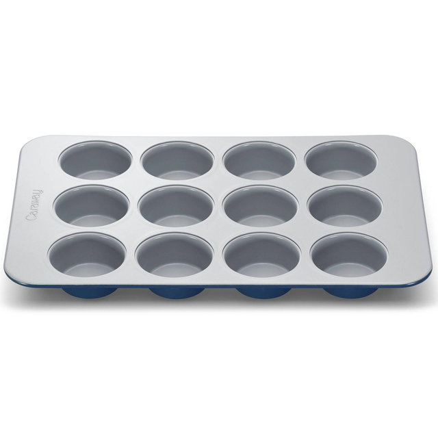 Caraway Home 10.04" Nonstick Ceramic Muffin Pan Navy: Aluminized Steel, Hand Wash, Caraway Bakeware, Cupcake Pan