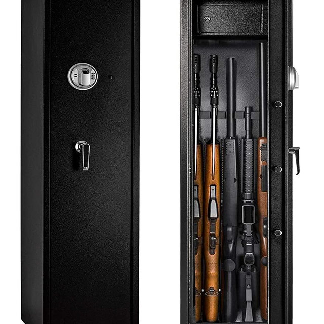 Rifle Safe Gun Safe Quick Access 5-Gun Shotgun Cabinet (Large Gun Safe-Biometric)