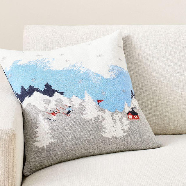 Ski Knitted Pillow Cover, Multi, 20"