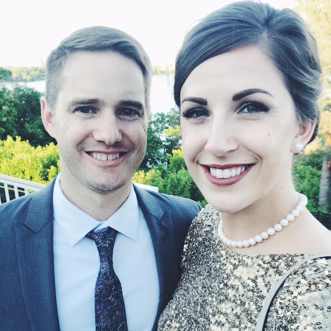 The two of us dressed to the nines at Bianca + Tom's wedding in May.