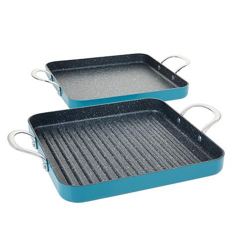 Curtis Stone Dura-Pan Nonstick Square Grill Pan and Griddle Pan