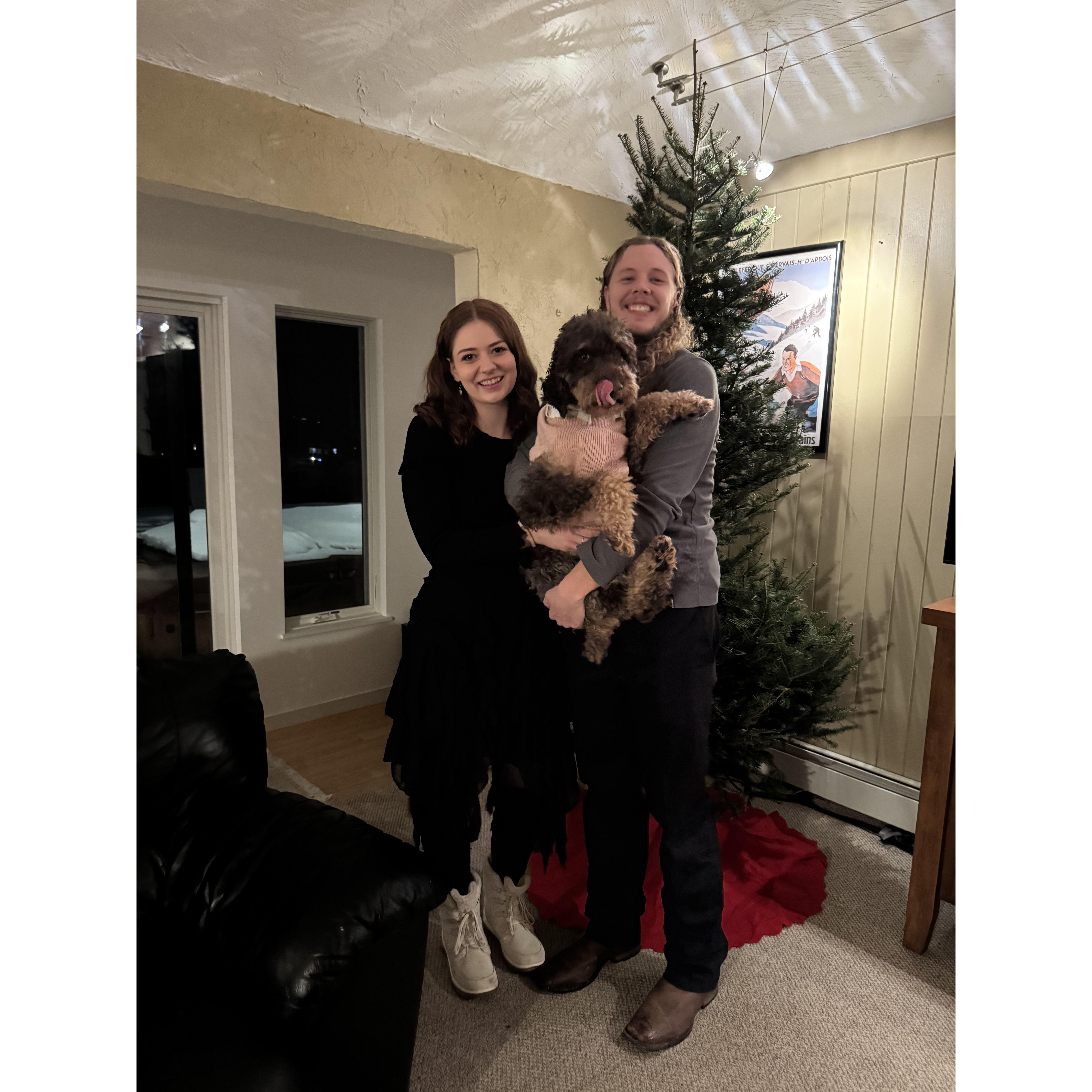 Our little family! Rosie's sporting one of her favorite sweaters here.